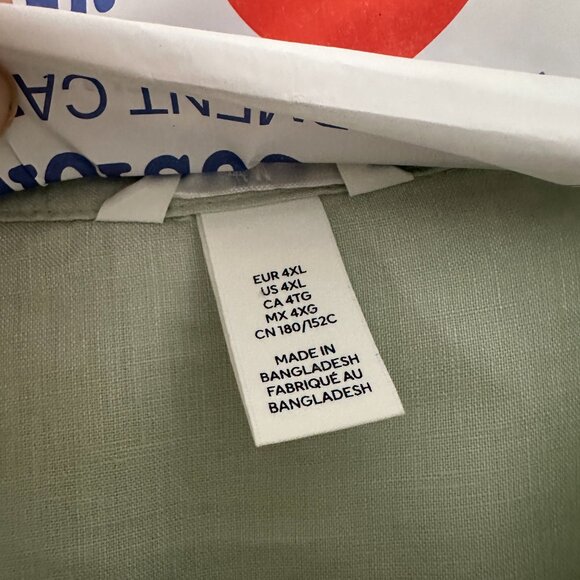 H&M Sage Green Linen Button Down Shirt | 3XL - Picture 4 of 4